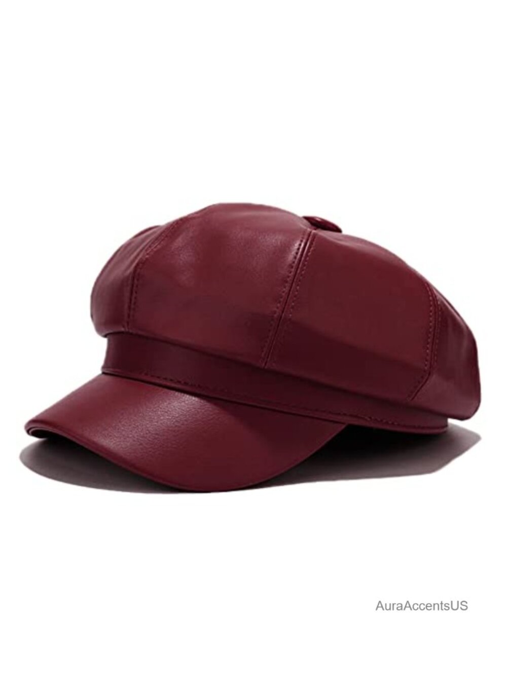 Womens PU Leather Newsboy Cap Paperboy Newsie Bakerboy Cabbie Hat
